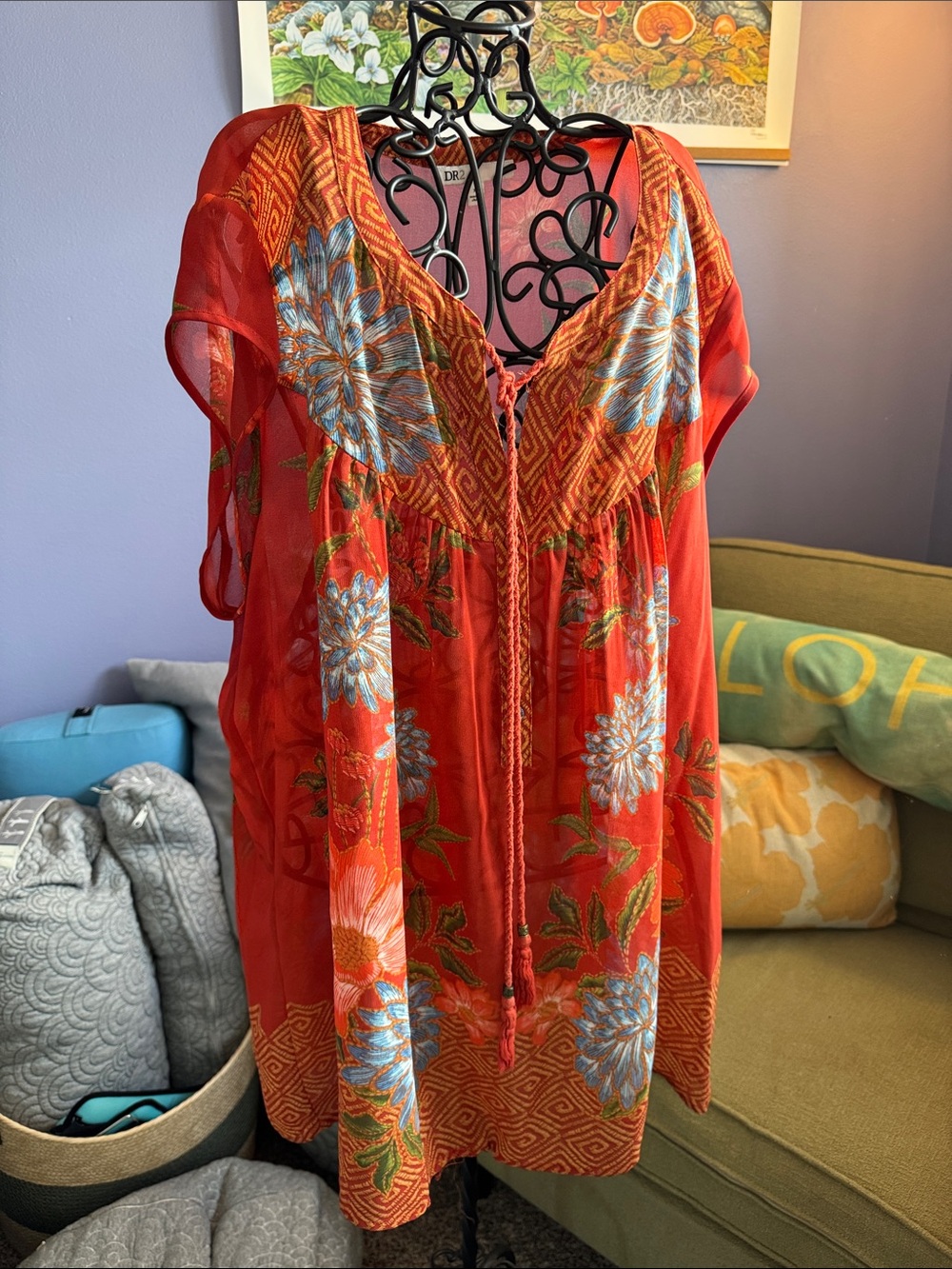 DR2 Orange Floral Tunic. XL